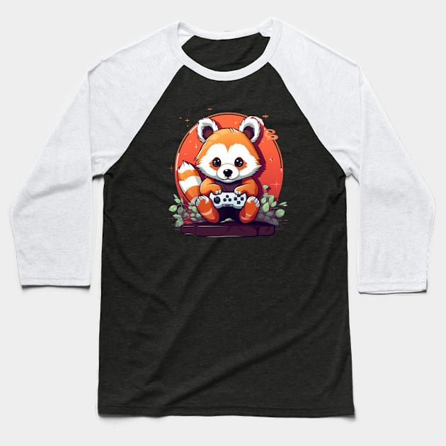 Gamer Red Panda Baseball T-Shirt by Prism Chalk House